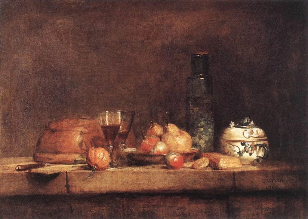 Jean Siméon Chardin - 113, Natura morta con vaso di olive, Louvre, Parigi